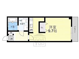 グランドライフ北之坊 ワンルームの間取図画像