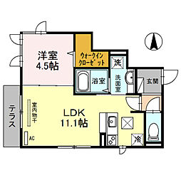 モンシェモワ 1LDKの間取図画像