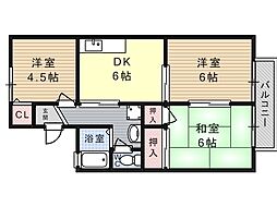 グレースハイム・B 3DKの間取図画像