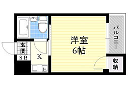 プレアール昭和台 1Kの間取図画像