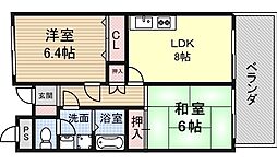 パストラル千里丘1 2LDKの間取図画像