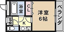 シャンブル南春日丘 1Kの間取図画像