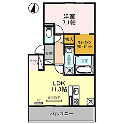 セジュール南耳原 1LDKの間取図画像