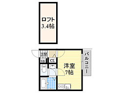 メゾン・ド・クレアーレ千里丘 ワンルームの間取図画像
