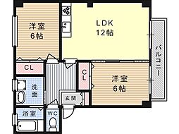 ハイツ氷室1号館 2LDKの間取図画像