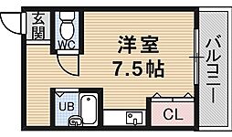 アンフィニィ・橋の内2 ワンルームの間取図画像