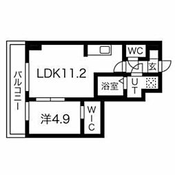 ビエラコート岸部中 1LDKの間取図画像