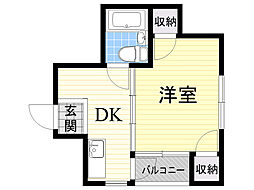 岡優マンション 1DKの間取図画像