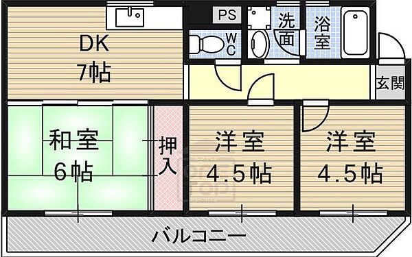 大阪府茨木市五十鈴町(賃貸マンション3DK・3階・53.79㎡)の写真 その2