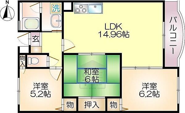 大阪府茨木市真砂２丁目(賃貸マンション3LDK・4階・70.44㎡)の写真 その2