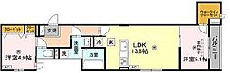 D-Room我孫子西 1階2LDKの間取り