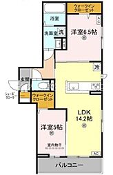 パサログランデ永代町 2階2LDKの間取り