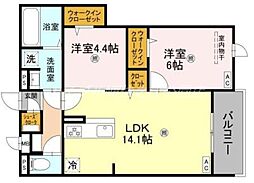 メゾン　ド　セリジエ 2階2LDKの間取り