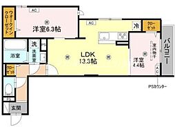 メゾン　ド　セリジエ 2階2LDKの間取り