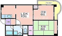 エスポワール住之江公園 4階2LDKの間取り