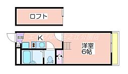 レオパレスシャーマー御崎 3階1Kの間取り
