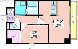 アバンサール清水丘 2階1LDKの間取り