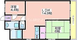 ふぁみーゆ住之江 3階2LDKの間取り