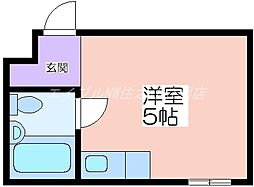浜口エコーハイツ 3階1DKの間取り