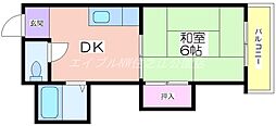グランドハイツカワハラ 1DKの間取図画像
