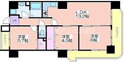 クリア・クレセント住之江 3LDKの間取図画像