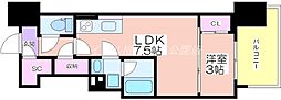 コンフォリア・リヴ本町WEST 1DKの間取図画像