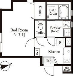 プリンセスライン新井薬師 1Kの間取図画像
