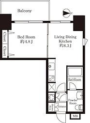 プレミアム・コート御徒町 1LDKの間取図画像