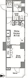 フォルム四谷外苑東 1DKの間取図画像