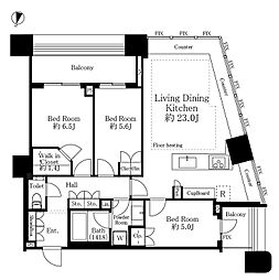パークタワー勝どきサウス 3LDKの間取図画像