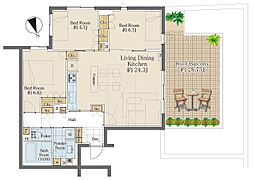 プラウドジェム市ヶ谷 3LDKの間取図画像
