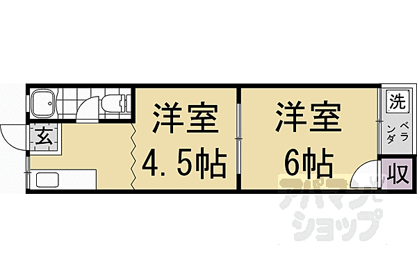 京都府京都市南区吉祥院西ノ茶屋町(賃貸マンション2K・2階・23.67㎡)の写真 その2