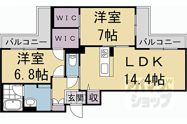 京都府京都市下京区西洞院通六条下る西側町(賃貸マンション2LDK・3階・67.50㎡)の写真 その2