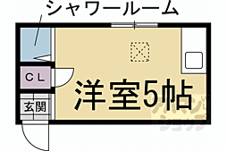 京阪本線 清水五条駅 徒歩3分の賃貸アパート 2階ワンルームの間取り
