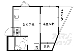京阪宇治線 桃山南口駅 徒歩2分の賃貸マンション 3階1DKの間取り