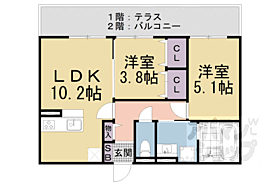 滋賀県大津市鏡が浜（賃貸アパート2LDK・2階・47.31㎡） その2