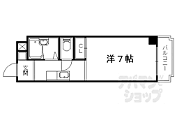 メゾン勧修寺 3階1Kの間取り
