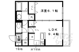 京阪本線 丹波橋駅 徒歩31分の賃貸アパート 1階1LDKの間取り