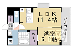 JR湖西線 唐崎駅 徒歩9分の賃貸アパート 2階1LDKの間取り