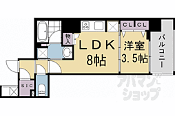 JR東海道・山陽本線 京都駅 徒歩8分の賃貸マンション 6階1LDKの間取り