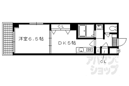 京都市営烏丸線 丸太町駅 徒歩6分の賃貸マンション 2階1DKの間取り