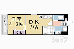 ＡＲＣＡ山科 5階1DKの間取り