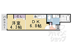 ＡＲＣＡ山科 1階1DKの間取り