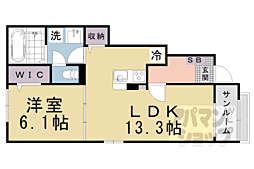 京阪石山坂本線 穴太駅 徒歩13分の賃貸アパート 1階1LDKの間取り