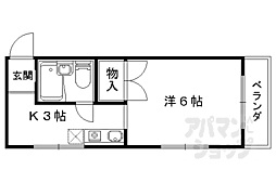 ハイツ足立 3階1Kの間取り