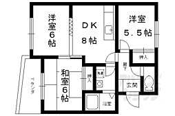 京阪本線 中書島駅 3.6kmの賃貸マンション 3階3DKの間取り