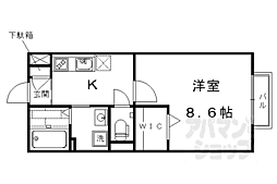 JR東海道・山陽本線 西大路駅 徒歩12分の賃貸アパート 2階1Kの間取り