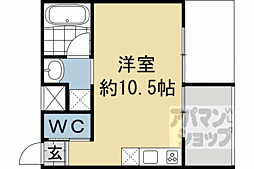 JR東海道・山陽本線 京都駅 徒歩13分の賃貸アパート 2階ワンルームの間取り