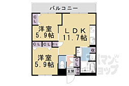 インサイトルポ山科新十条 4階2LDKの間取り