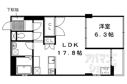 京都市営烏丸線 烏丸御池駅 徒歩9分の賃貸マンション 3階1LDKの間取り